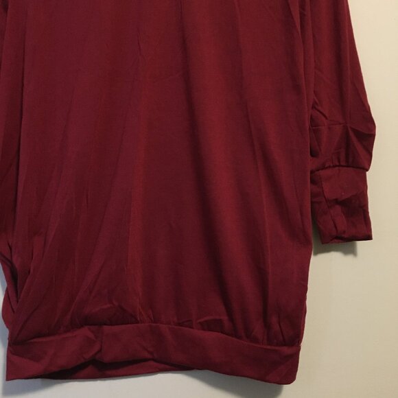 Lucky Burgundy Long Sleeve Bubble Hem Jersey Top - Picture 5 of 14